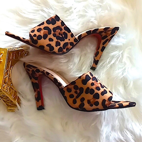 Leopard Print Trendy Minimalist Stiletto Heeled Mule Sandels (NWOT) - Picture 2 of 13